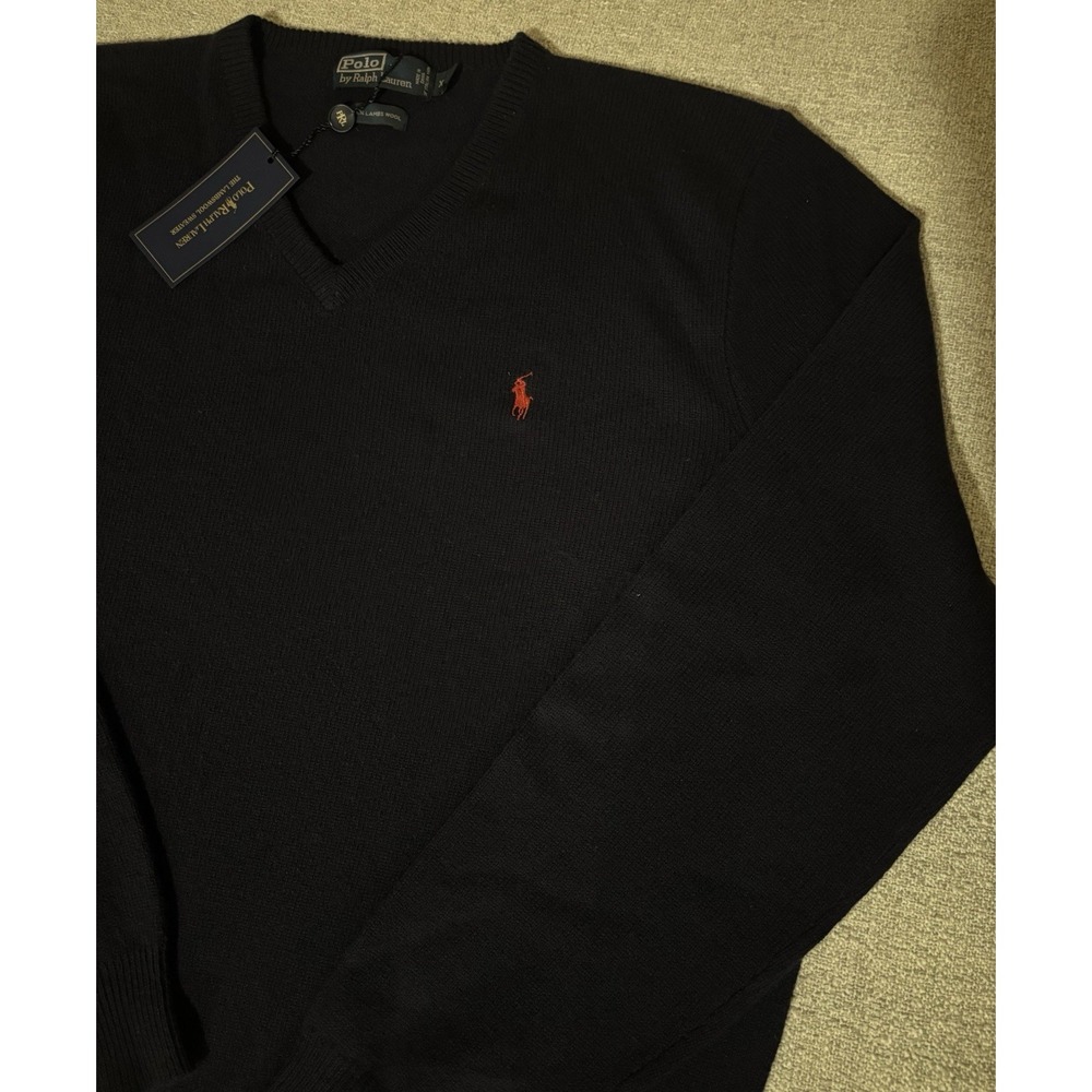 Polo Ralph Lauren Men's Sweater 100% Lambs Wool Navy V-Neck XXL Long Sleeve NWT - Picture 16 of 16